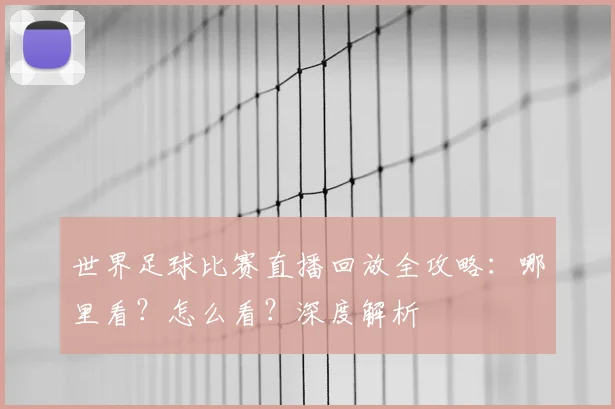 世界足球比赛直播回放全攻略:哪里看?怎么看?深度解析